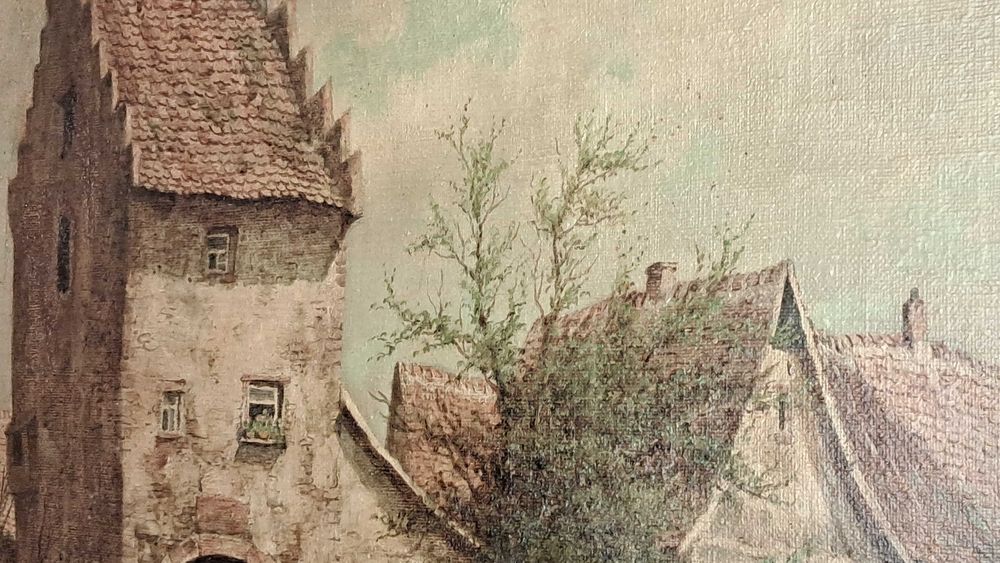 Stary obraz malowany na płótnie Karl Luckhardt 1886