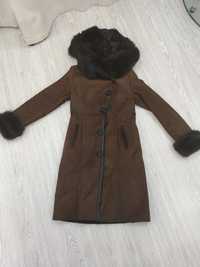 Дублянка жіноча з натуральної шкіри і хутра, зимова куртка, пальто