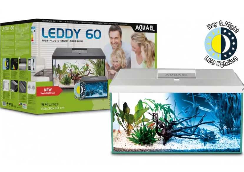 Zestaw akwariowy Aquael Leddy 54L Day&Night czarny/biały