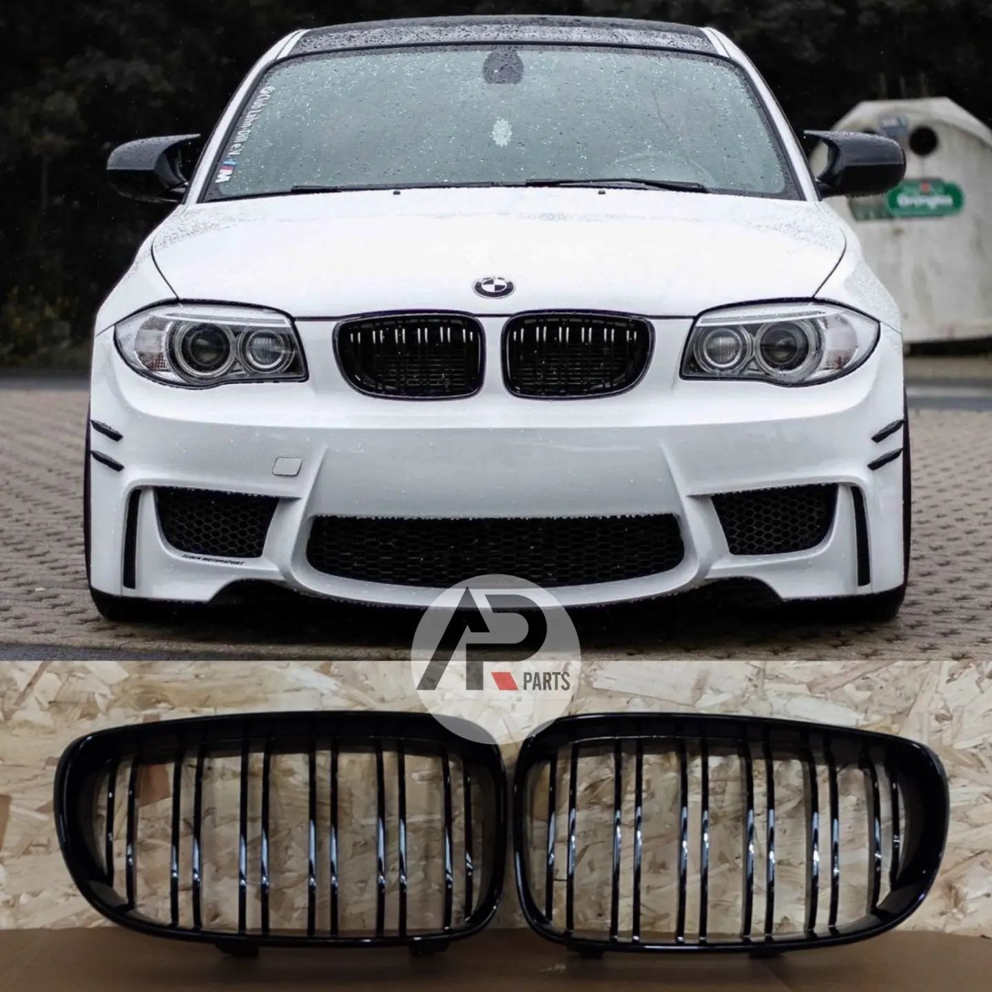 BMW E81 E82 E87 E88 1M Grelhas duplas Mperformance Preto brilhante