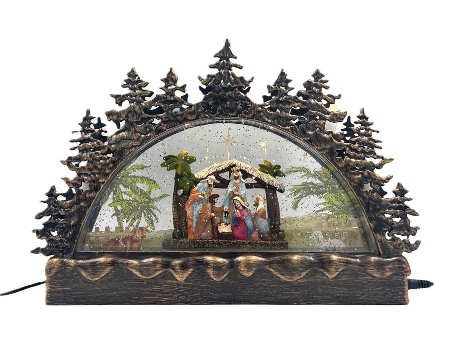 Podświetlana Szopka Bożonarodzeniowa, gra kolęda, świecąca szopka