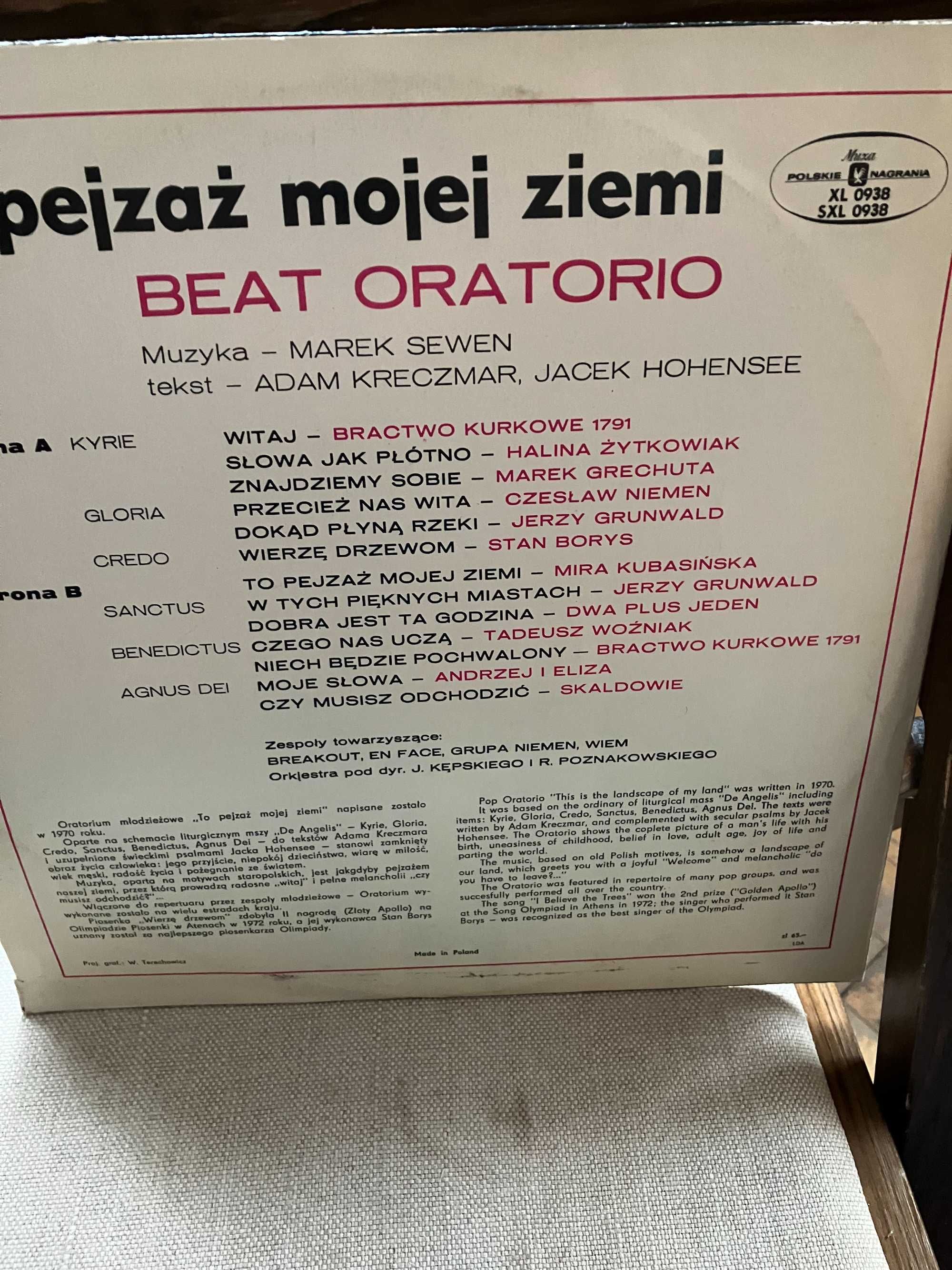 Winyl Beat Oratorio  To pejzaż mojej ziemi " mint