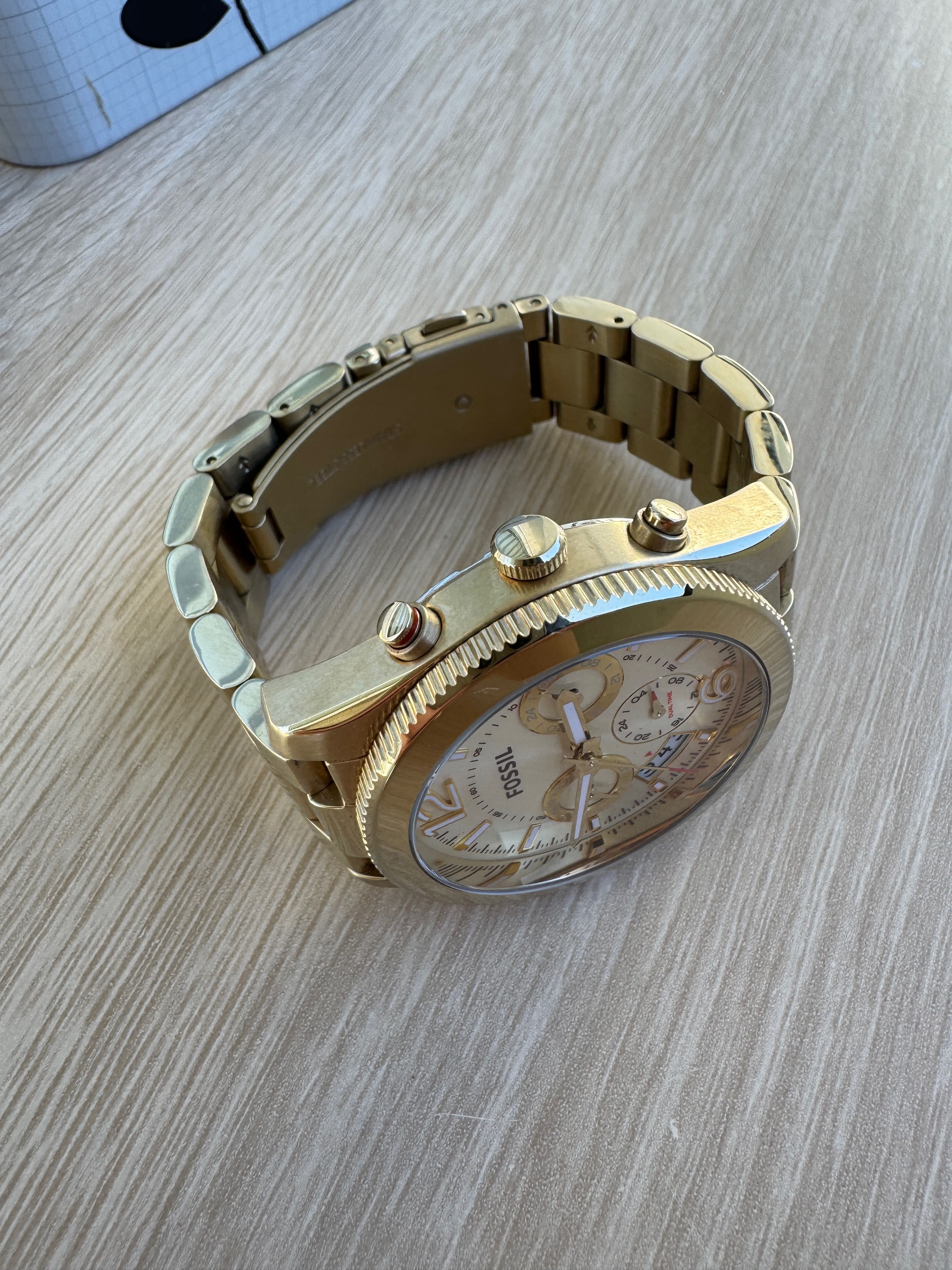 Złoty zegarek damski FOSSIL ES3884 40mm kwarcowy na bransolecie