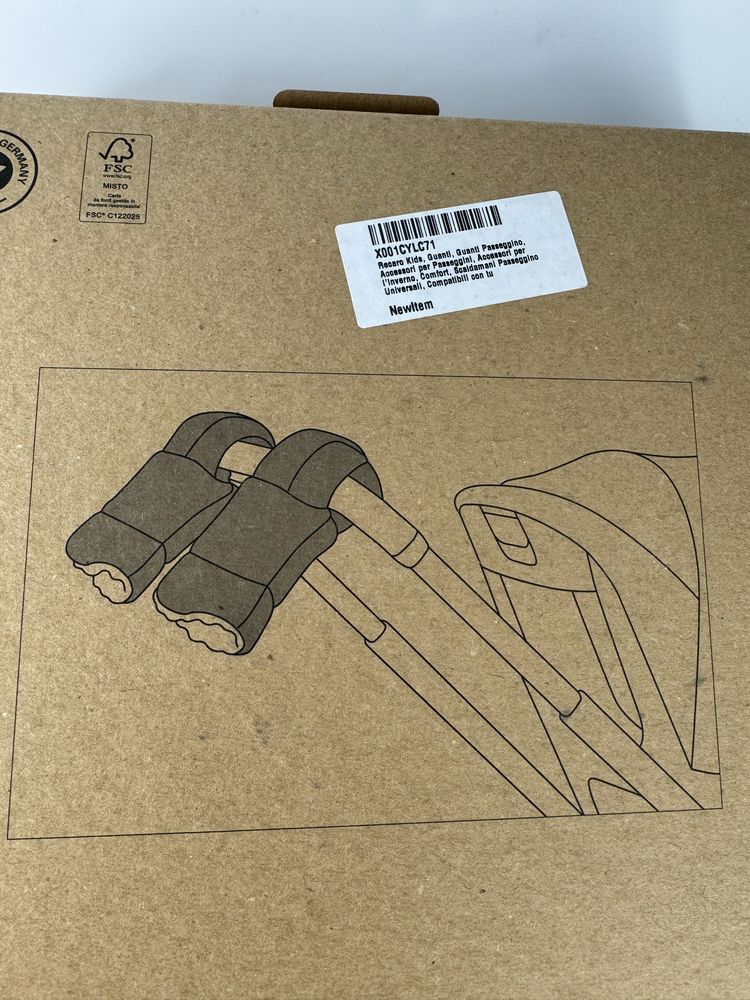 Nowe Recaro rekawiczki do wozka sanek czarne miekkie cieple