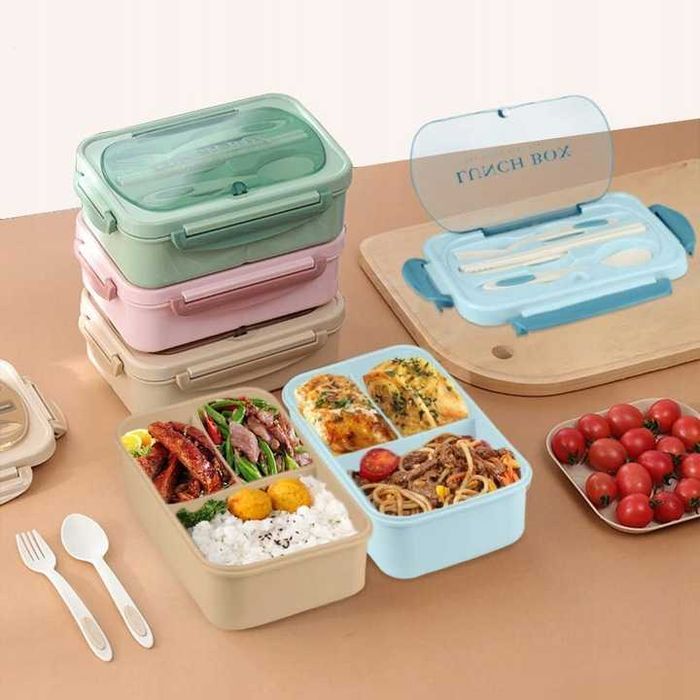 Nowy Duży LunchBox Śniadaniówka Pojemnik 1L, 3 Przegrody Wybór Koloru