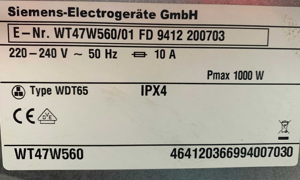 Сушка ідеальний стан Siemens IQ700 тепловий насос 9кг компресор 1000Вт