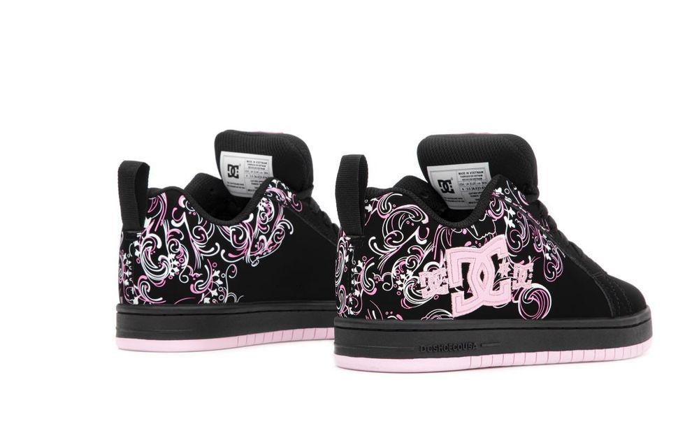 Кеди жіночі DC Shoes Court Graffik Black Pink Кеды женские
