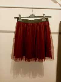 Ciemnoczerwona burgundowa spódniczka tiul plisowana mini Terranova S