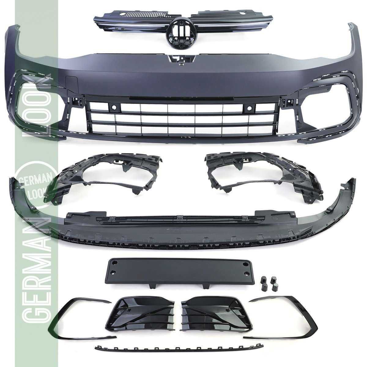 Para-choque dianteiro + grelha LED para VW Golf 8 look R e R-Line