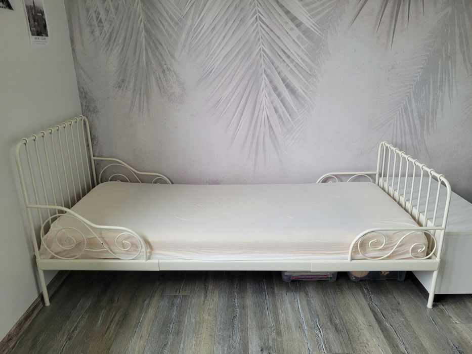 Łóżko regulowane Minnien Ikea Metalowe Kremowe 206x85 cm