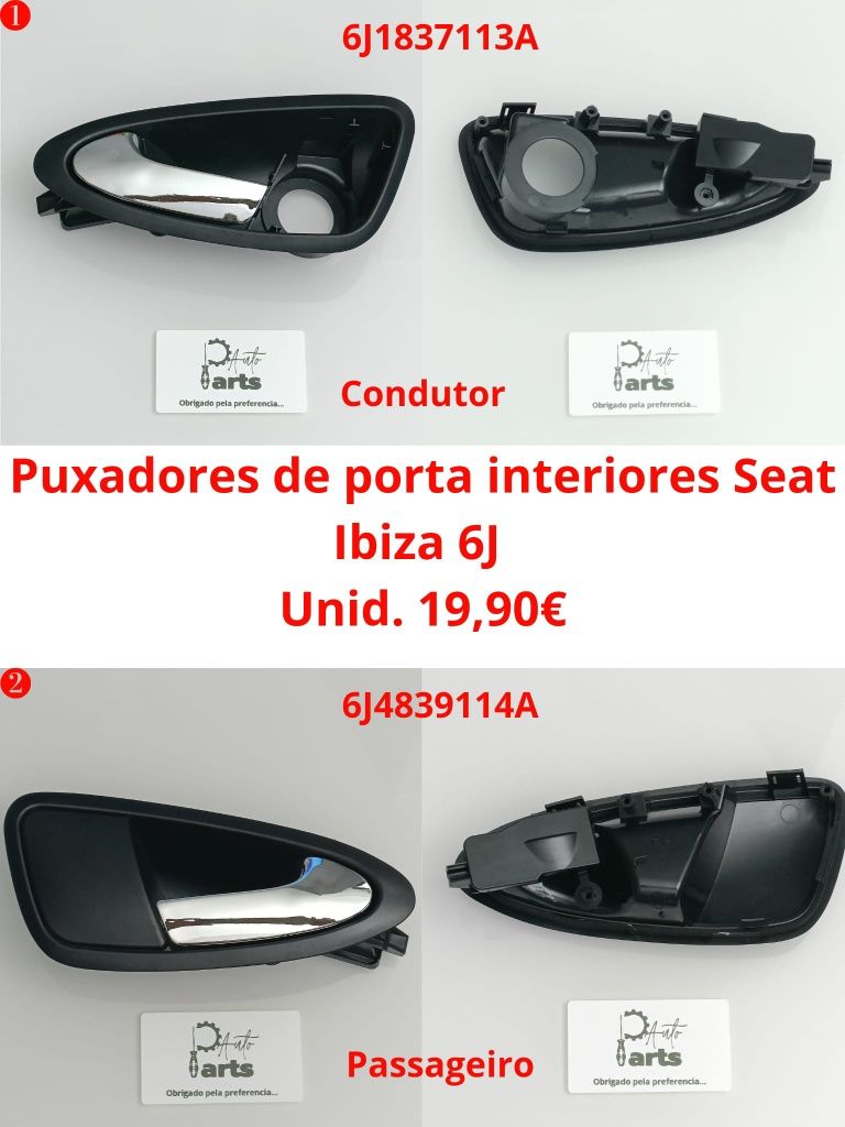 Puxadores de porta interiores Seat 6J condutor e passageiro