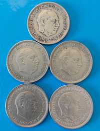 Lote 5 moedas  5 Pesetas de 1957