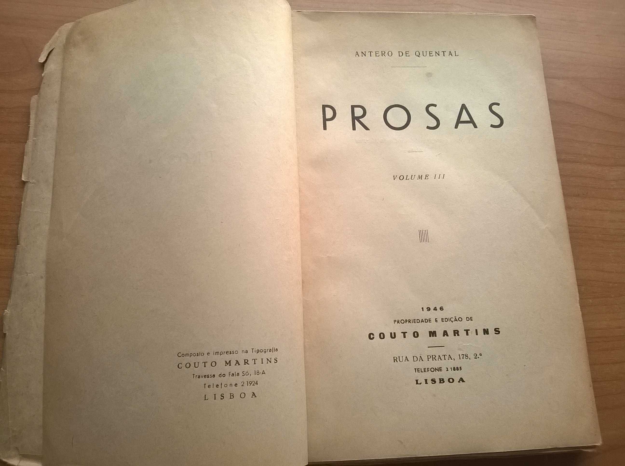 Prosas (volume III de 1946) - Antero de Quental