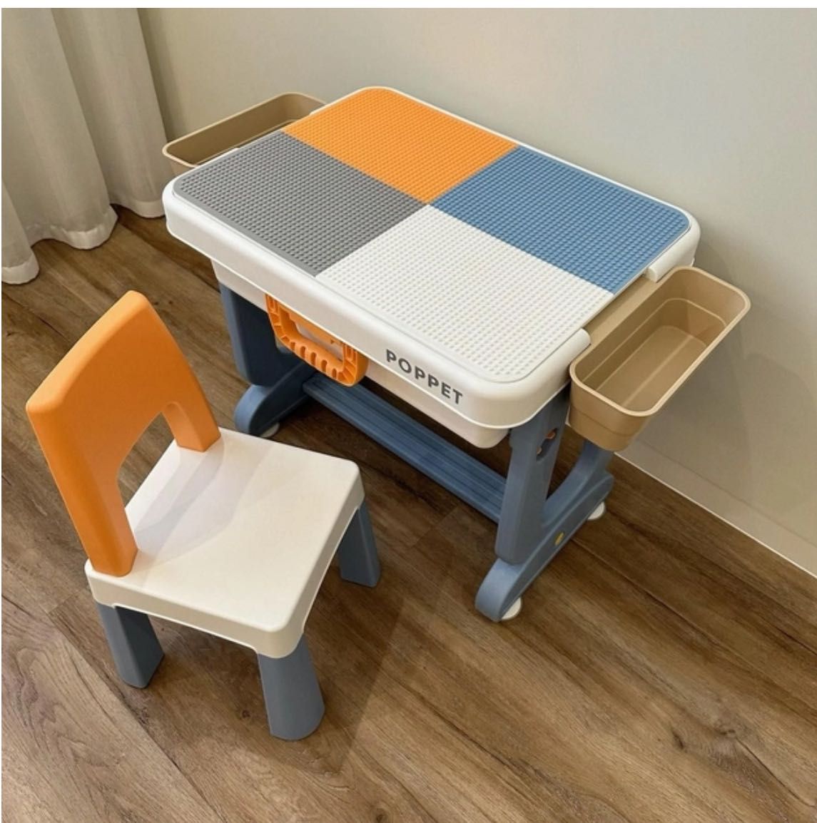 Стіл та стілець  дитячі з лего дошкою  від Poppet Топ стіл