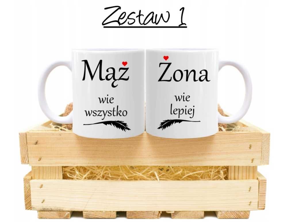 ZESTAW PREZENTOWY Mąż I Żona Haft Rocznica Ślubu Ręczniki Kubki (-20%)