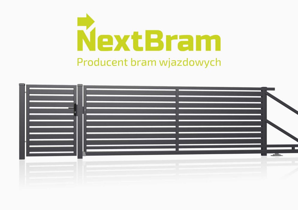 Brama palisadowa przesuwna samonośna KPL. z furtką ocynk+mal. prosz.