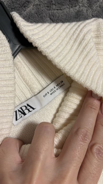 Динный свитер zara. Вязаное платье туника zara