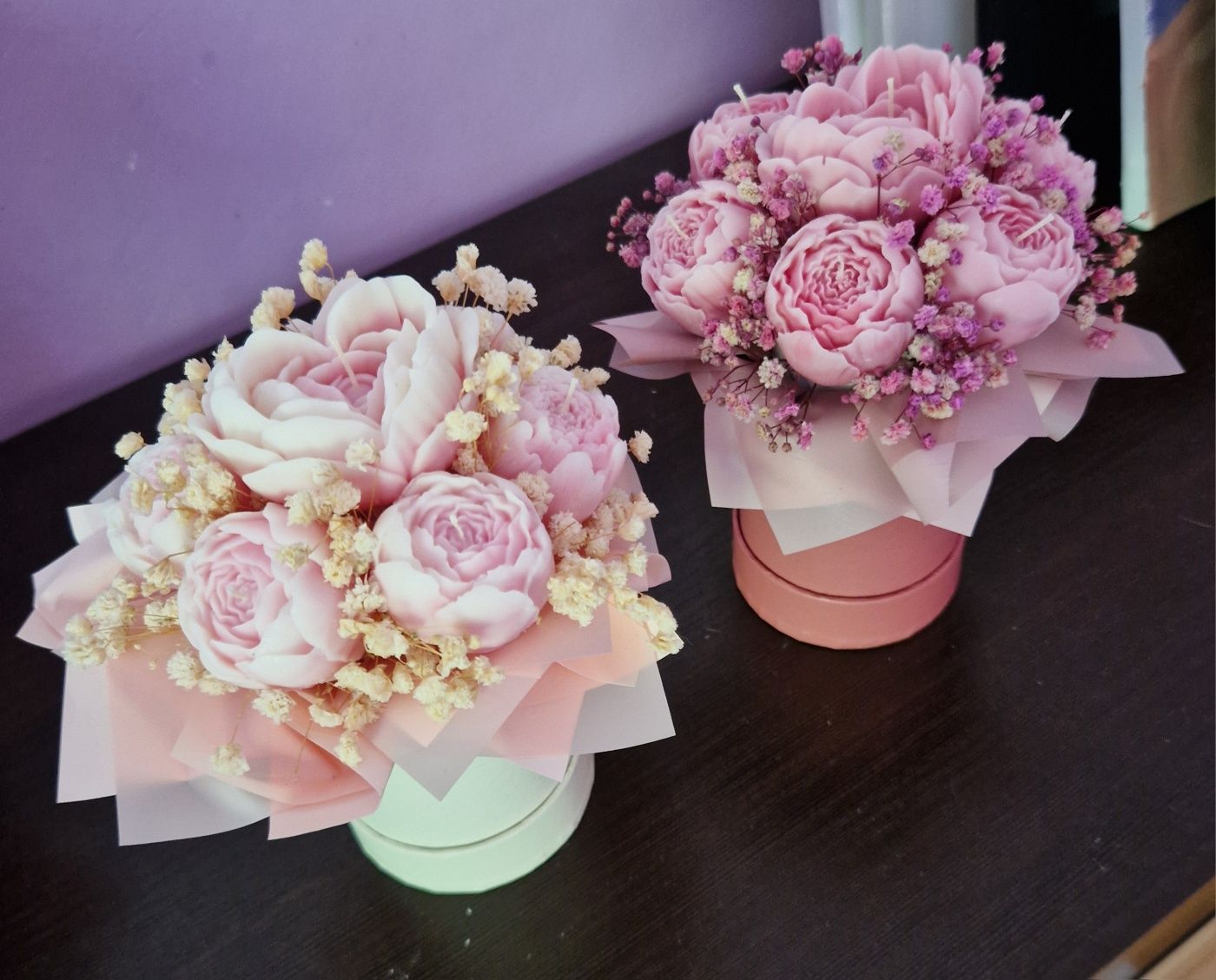 Bukiet kwiatów flowerbox ze świec sojowych