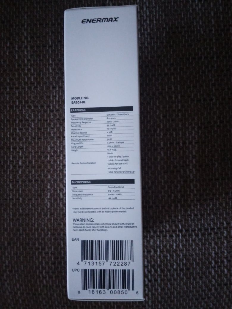 Słuchawki douszne z mikrofonem ENERMAX
