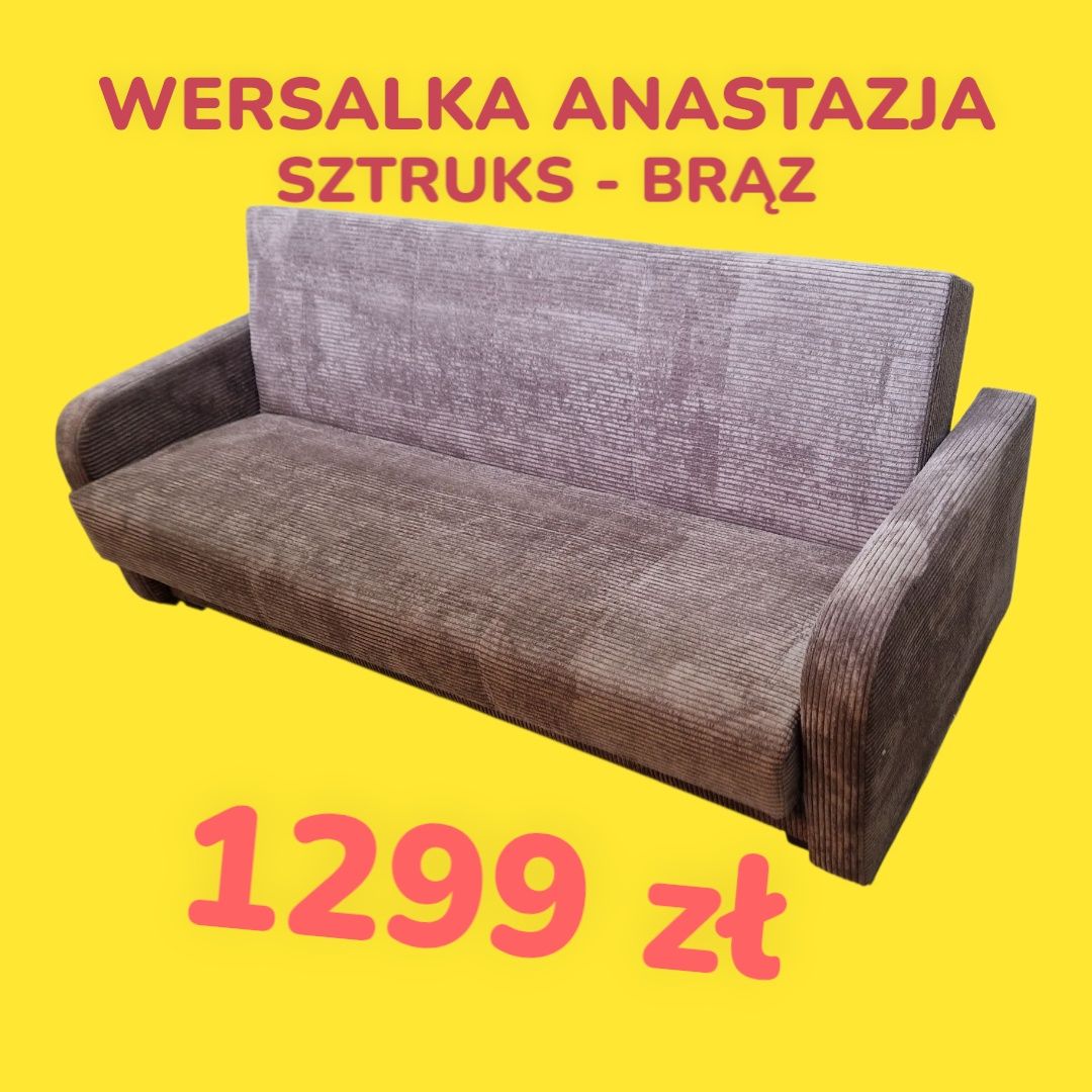 Wersalka rozkładana z bokami ANASTAZJA, różne kolory, dostawa cała PL