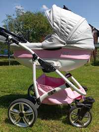 Wózek CLEO 3w1 różowo-szary dla dziewczynki