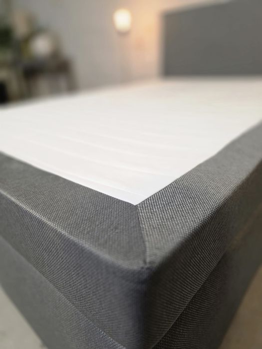 Łóżko kontynentalne szare 140x200 z materacem | Transport GRATIS