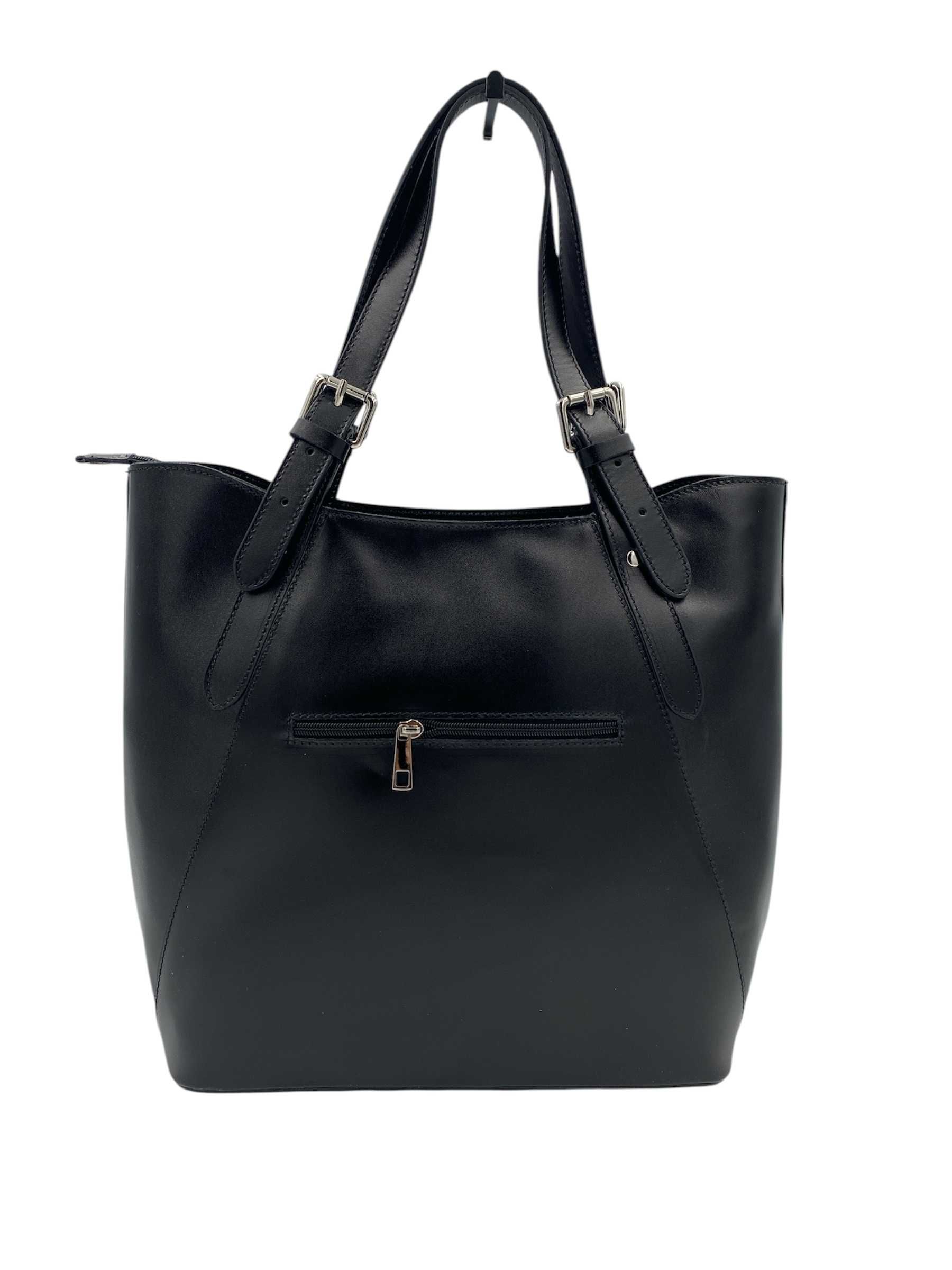 Torebka włoska VERA PELLE shopper XL czarna