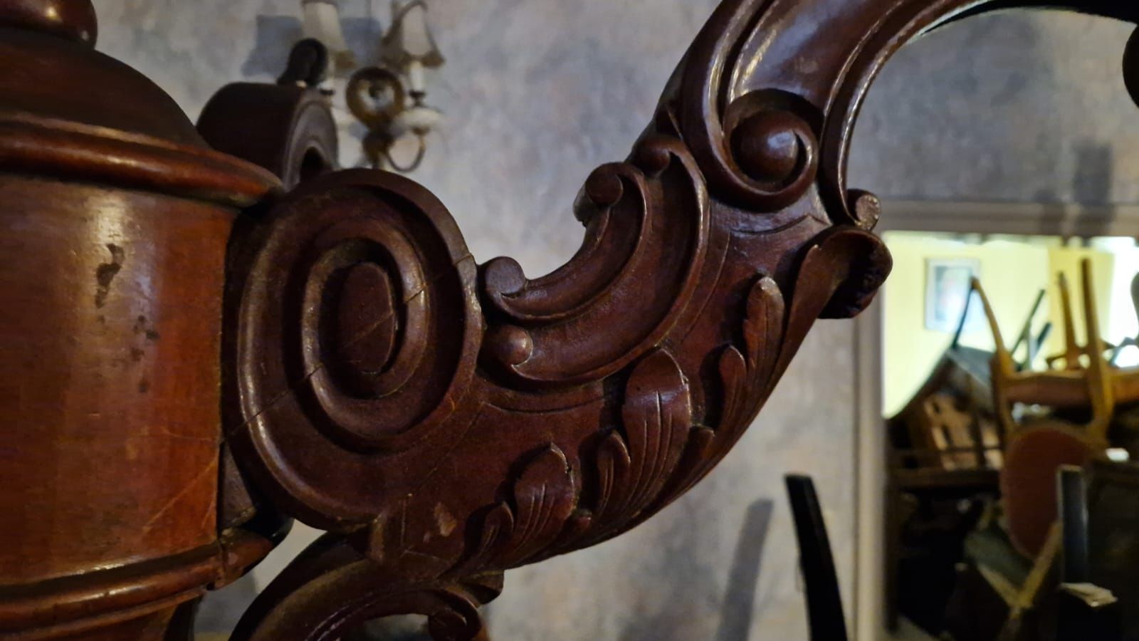 Stół drewniany antyczny okrągły antyk BIEDERMEIER rozkładany 290cm