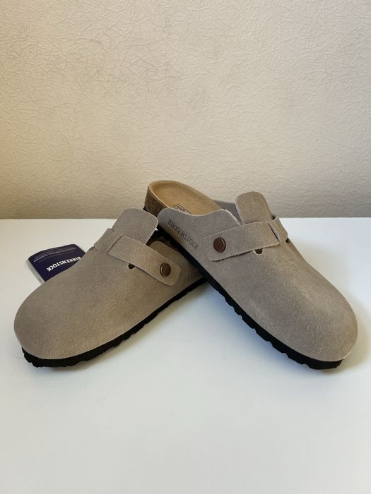Birkenstock Boston сірі, розмір 38 (замшеві шльопанці)