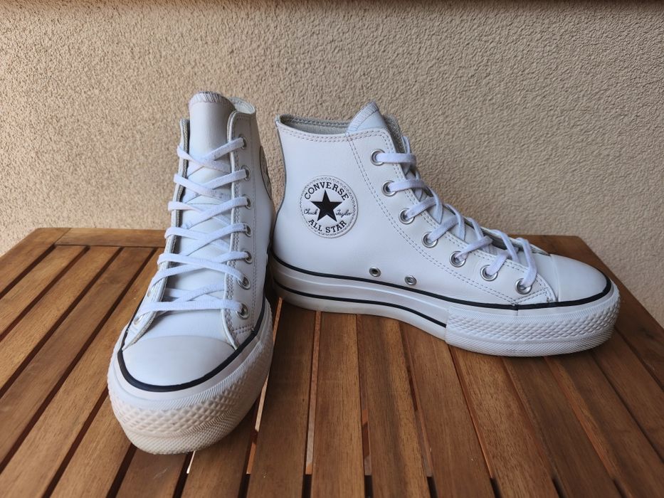 Trampki converse skórzane białe chuck taylor all star lift clean hi 56