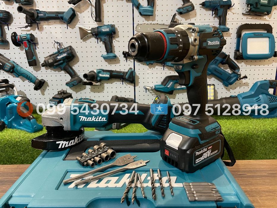 Набір 2/1 Makita Аккумуляторний  Болгарка Шуруповерт DGA 504 - DHP 485