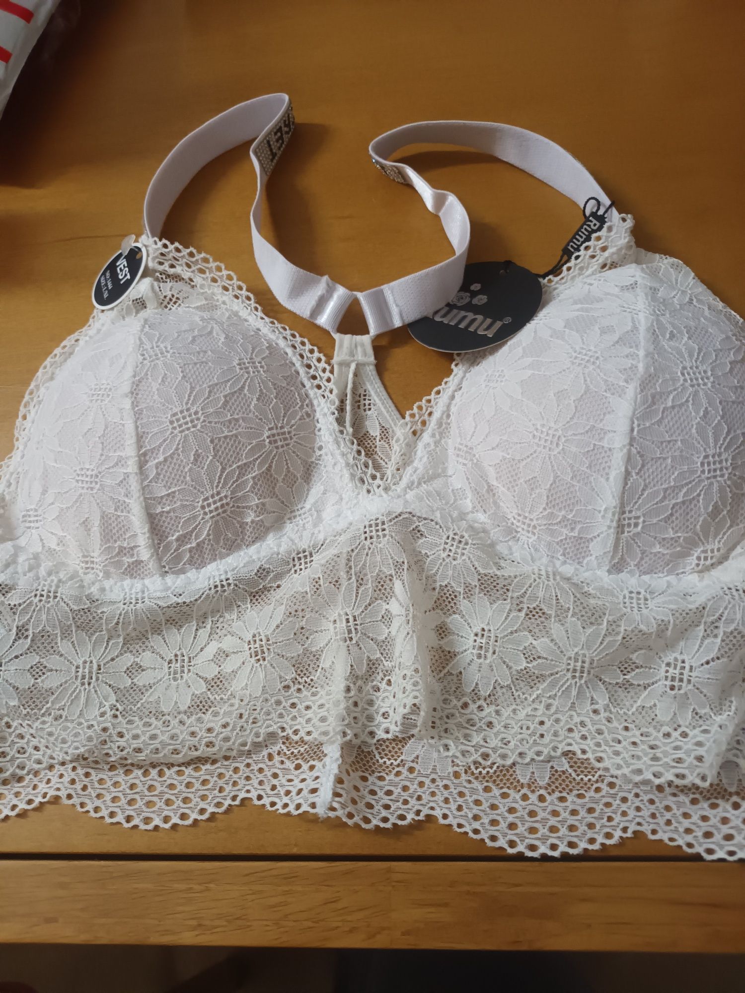 Bralette branco com renda Rumu