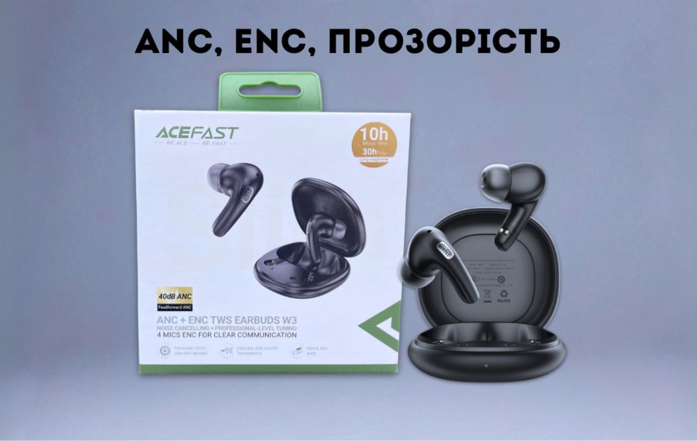 ЧУДОВИЙ ЗВУК, Acefast W3, ANC + ENC, безпровідні навушники