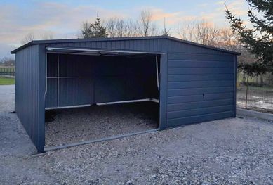 Garaż blaszany 6x5m grafit garaz na dowolny wymiar dwustanowiskowy