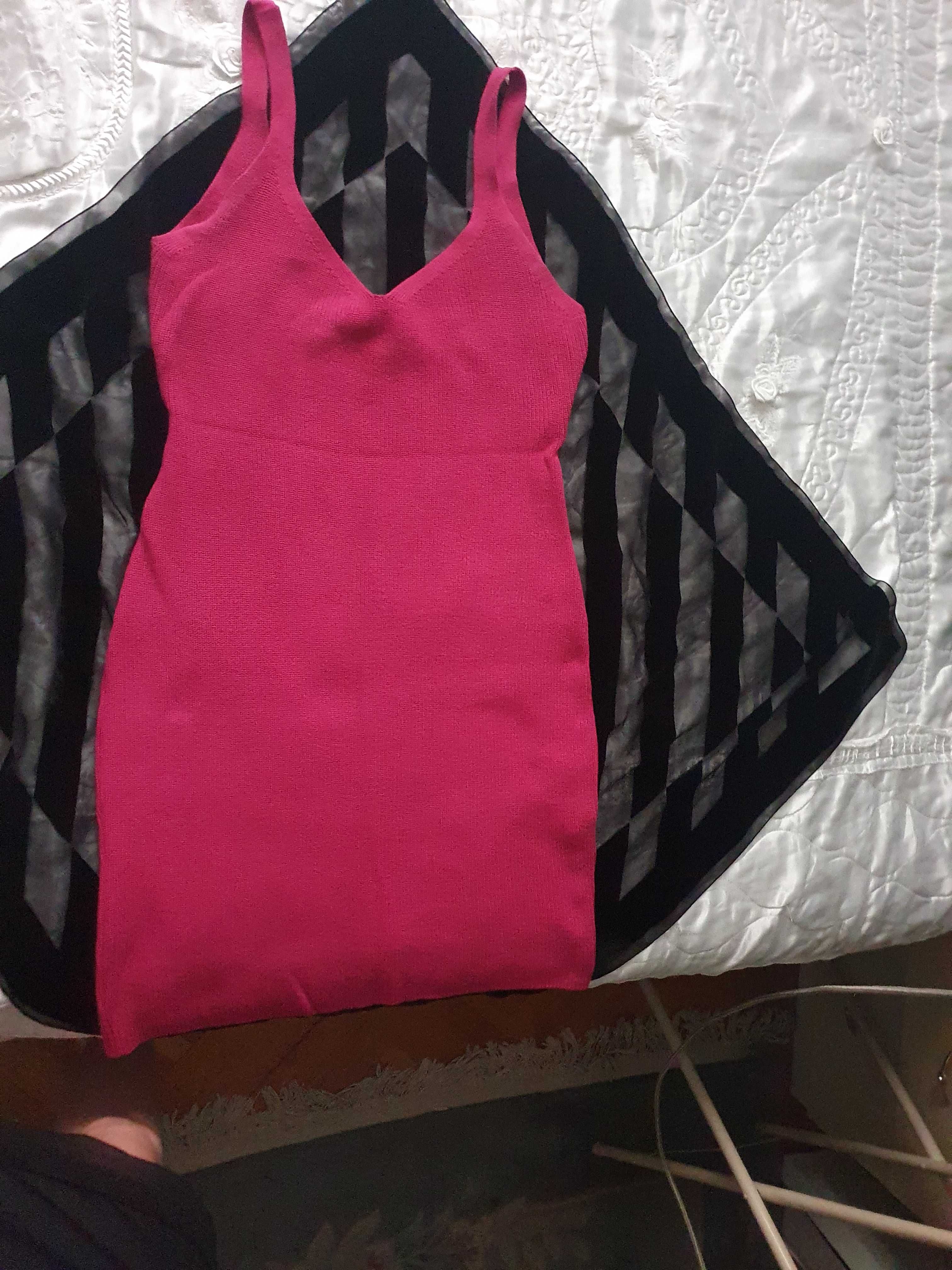 Sukienka Massimo Dutti,100%bawełna,różowa,na ramiączka,rS,Nowa