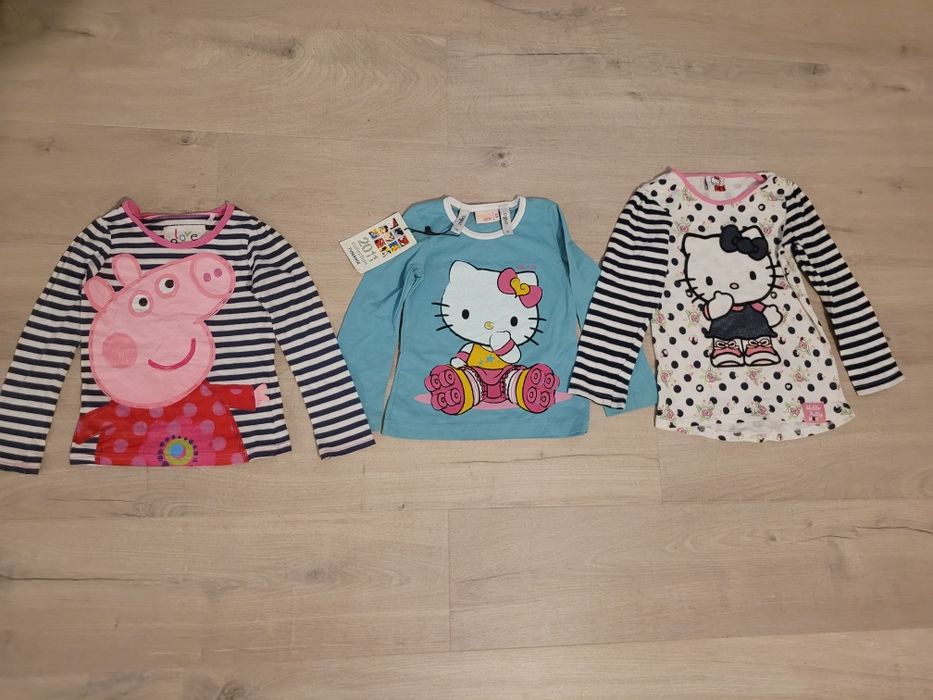 Swinka peppa hello Kitty koszulka bluzeczka zestaw 110/116