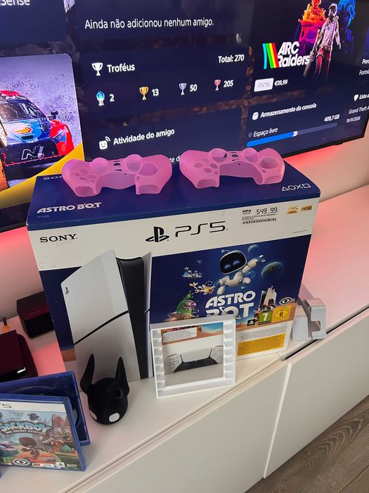 Ps5 Slim C/ Nova e Garantia+2 Comandos+4 Jogos+Caixa Playstation 5