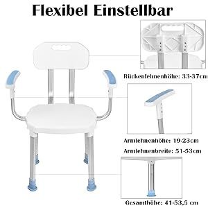 Крісло для ванної/душу з підлокітниками і спинкою