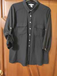 Чорна жіноча блуза сорочка з рукавом 3/4 р.52-54/eur46