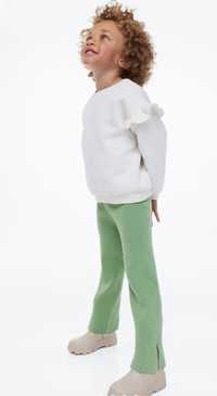 H&M*Leginsy w prążki, zielone cieplejsze r.104 spodnie