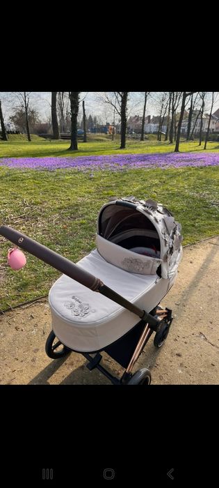Cybex priam beige simple flowers 2.0 Gondola stelaz i spacerówka