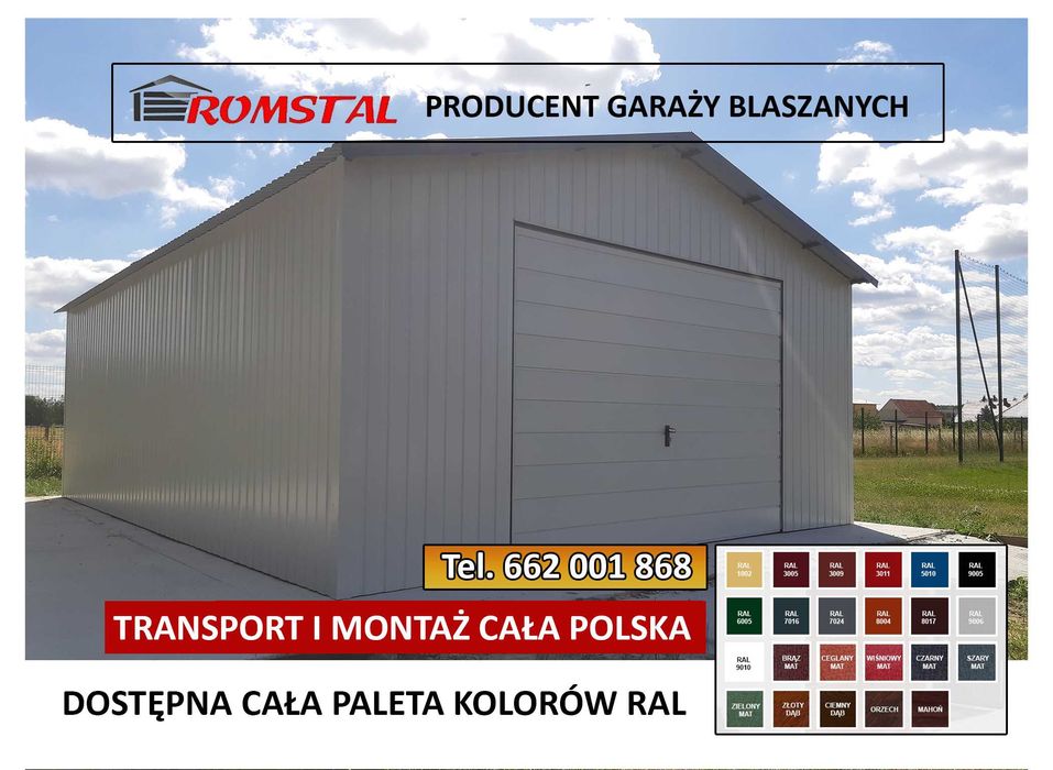 SOLIDNY GARAŻ BLASZANY 6x5 | Dwuspadowy | Blaszak Ogrodowy -  ROMSTAL*