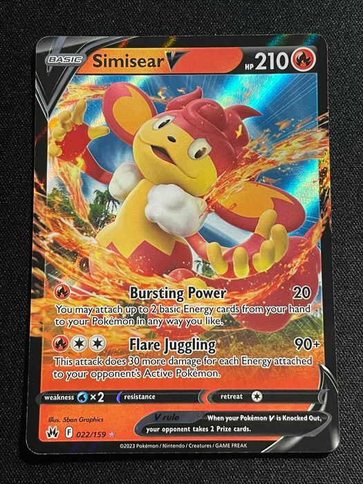 Carta Pokémon Simisear V 22/159 Crown Zenith