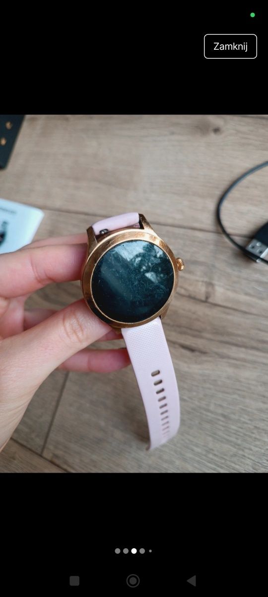 Smartwatch damski zegarek maxcom na silikonowym różowym pasku