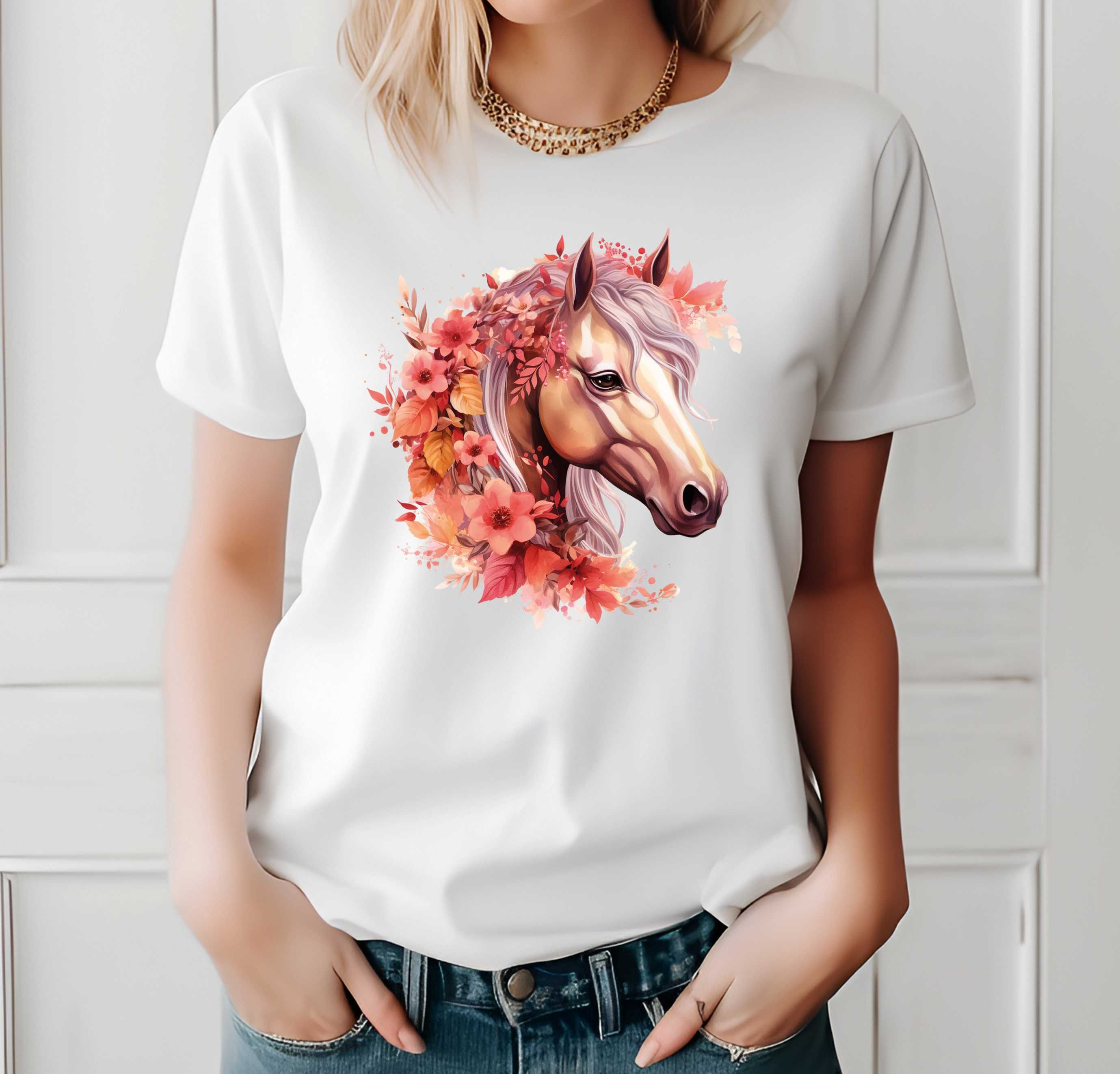 Koszulka z koniem, Koszulka Koń, Moda BOHO, T-Shirt Boho, XS-3XL