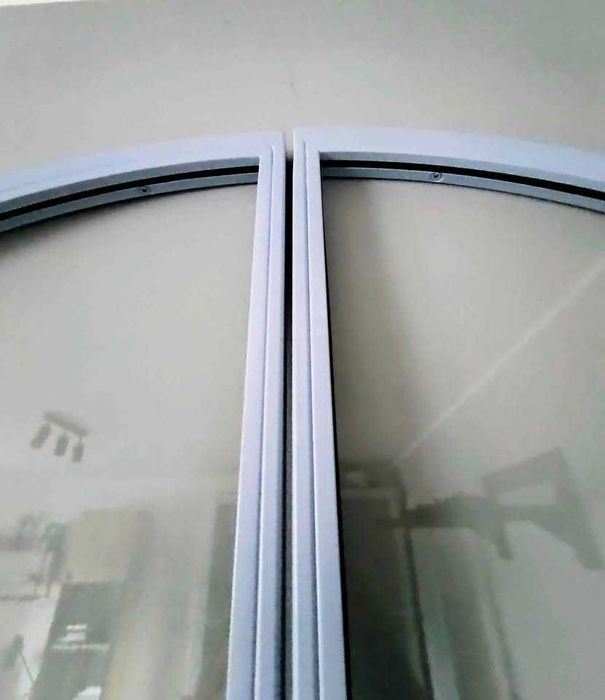 Drzwi stalowe szklane łuki zawias pivot, nowe