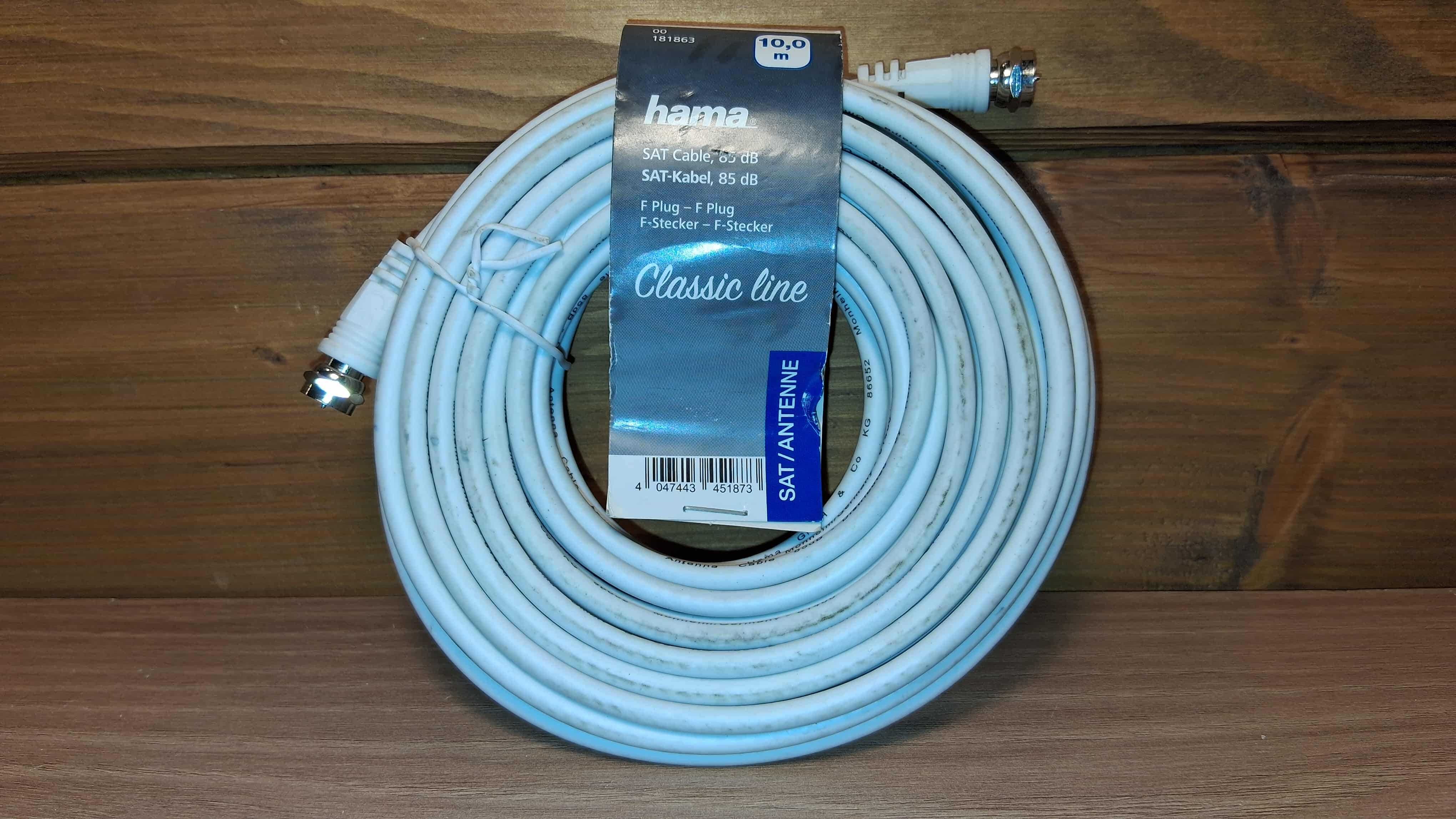 Kabel Satelitarny Hama Classic Line F-F 10m 85dB Nowy
