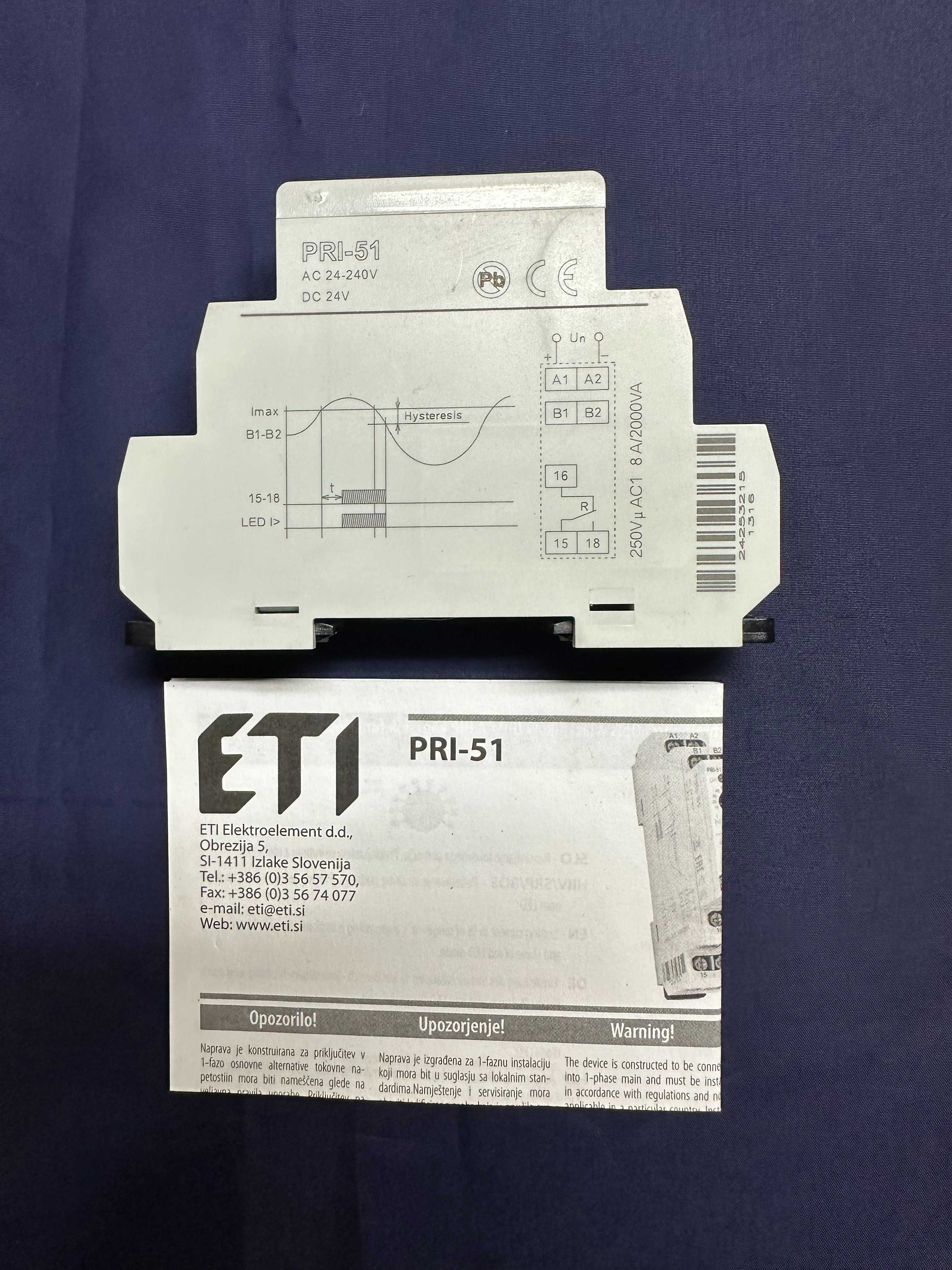 ETI реле контроля тока PRI-51/1AC 24-230 DC 24, In=0,1-1 A