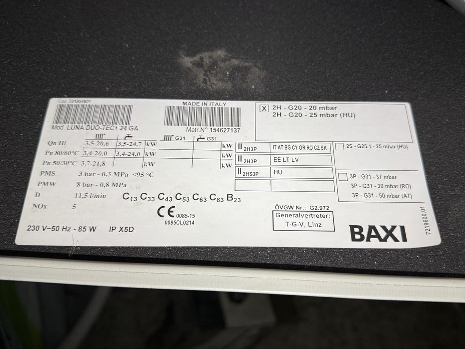 BAXI 24 Kw do 150m Dwu Funkcyjny Jak Nowy!!!