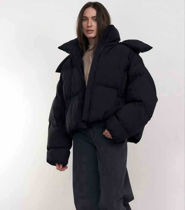 Пуфер жіночий чорний xxs, оверсайз